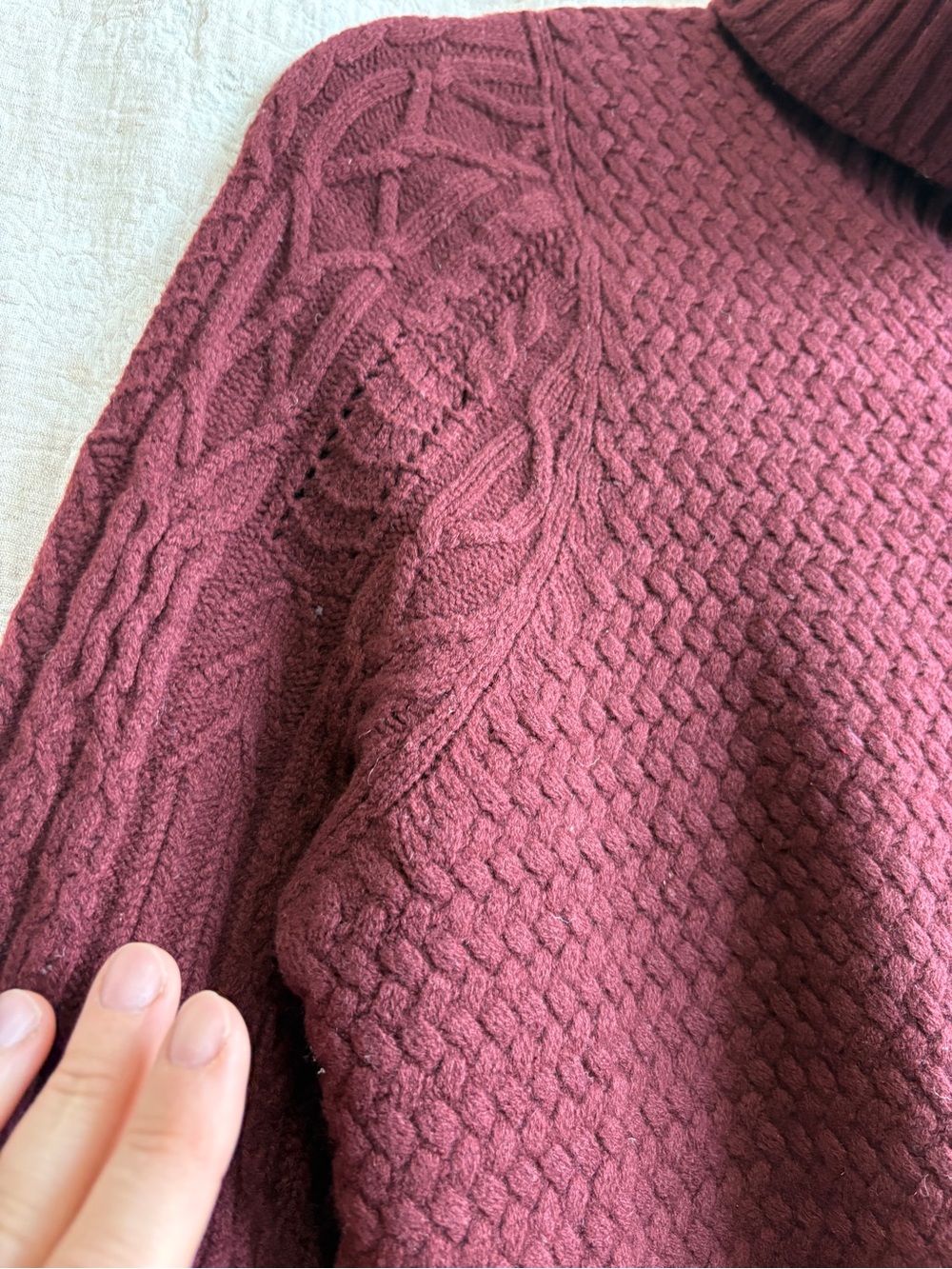 The Row- Cable Knit Wool Sweater - Oxblood/Burgundy- Medium